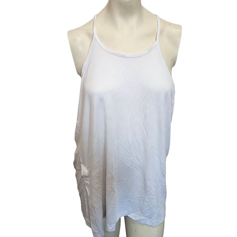 Athleta White High Neck Racerback Tank Top 2X Flow Modal Stretch